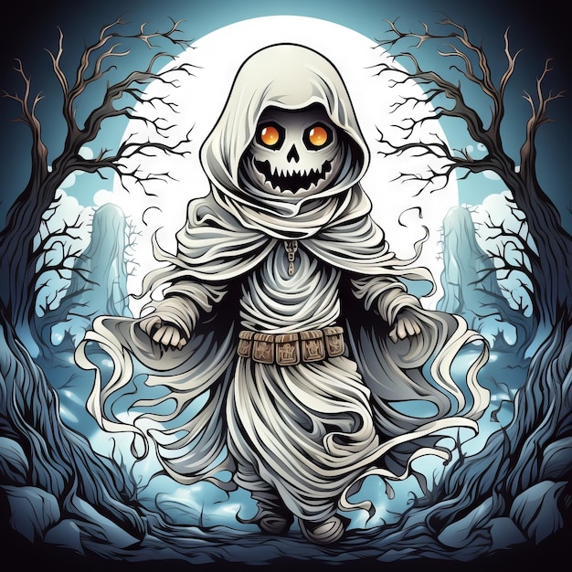 Ilustração de Halloween de um projeto de arte fantasma