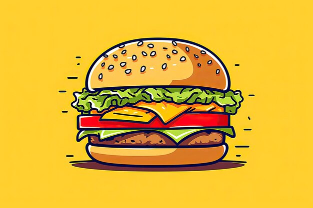 Ilustração de hambúrguer Ilustração de comida IA generativa