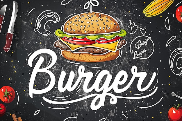 Ilustração de hambúrgueres táboa de burger ingredientes coloridos gráficos de hambúrguer