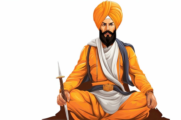 ilustração de Happy Guru Gobind Singh Jayanti fundo branco Generative ai