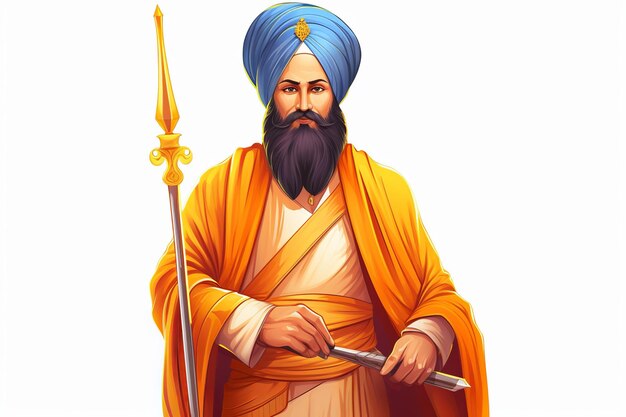 Foto ilustração de happy guru gobind singh jayanti fundo branco generative ai