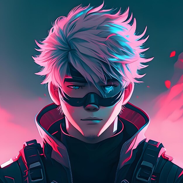 ilustração de homem ninja cyberpunk