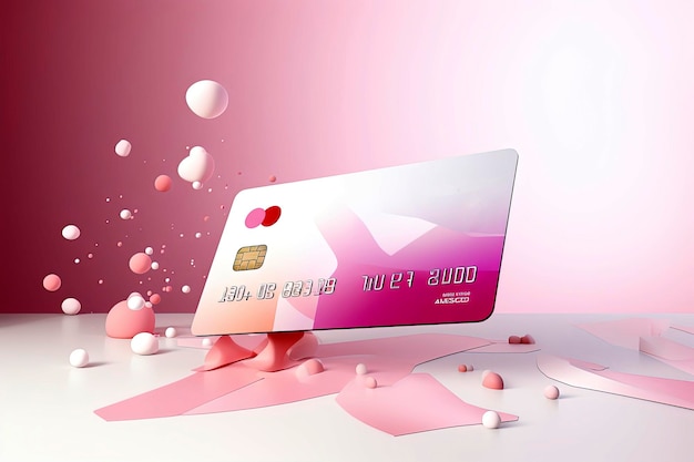 Ilustração de IA generativa de cartão de pagamento e fatura no estilo de icônico interativo no comércio virtual de fundo branco