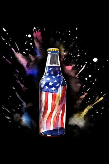 Ilustração de IA generativa de cerveja com bandeira americana para comemoração de 4 de julho