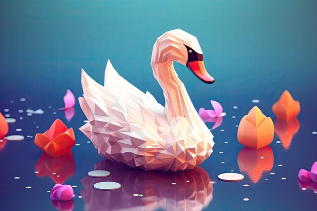 Foto ilustração de ia generativa de cisne bonito 3d