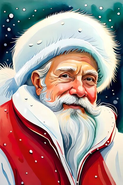 Ilustração de IA generativa de estilo retrô do Papai Noel sorridente