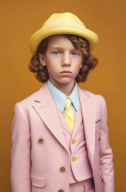 Ilustração de IA generativa de lindos meninos e meninas de 10 anos vestidos com a última moda em cores pastel