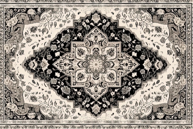 Ilustração de IA generativa Design de tapete persa retrô em cores diferentes