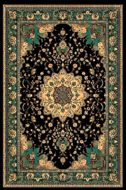 Ilustração de IA generativa Design de tapete persa retrô em cores diferentes