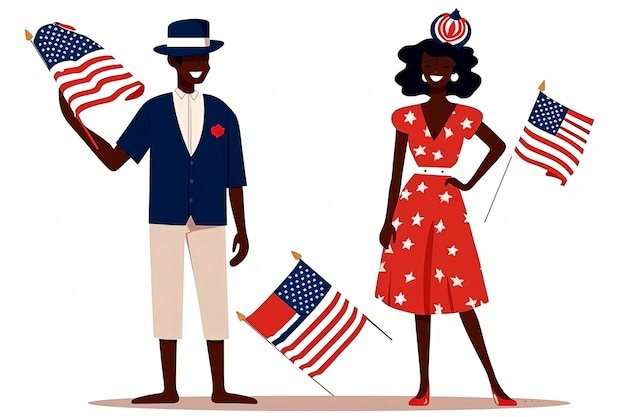 Ilustração de IA generativa do povo americano celebrando a comemoração de 4 de julho