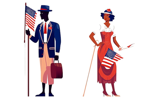 Ilustração de IA generativa do povo americano celebrando a comemoração de 4 de julho