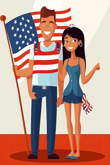 Ilustração de IA generativa do povo americano celebrando a comemoração de 4 de julho