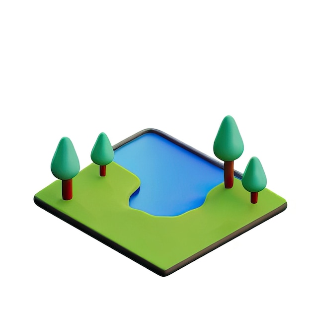 Ilustração de ícone de paisagem 3D