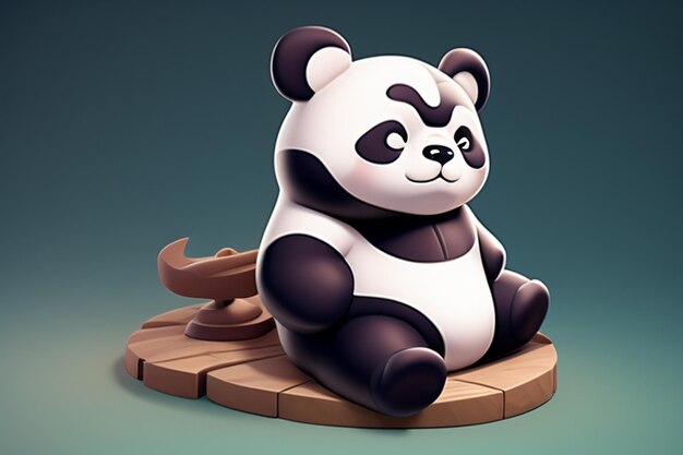 Ilustração de ícone de panda 3D dos desenhos animados C4D renderização realista animal selvagem Panda bonito chinês