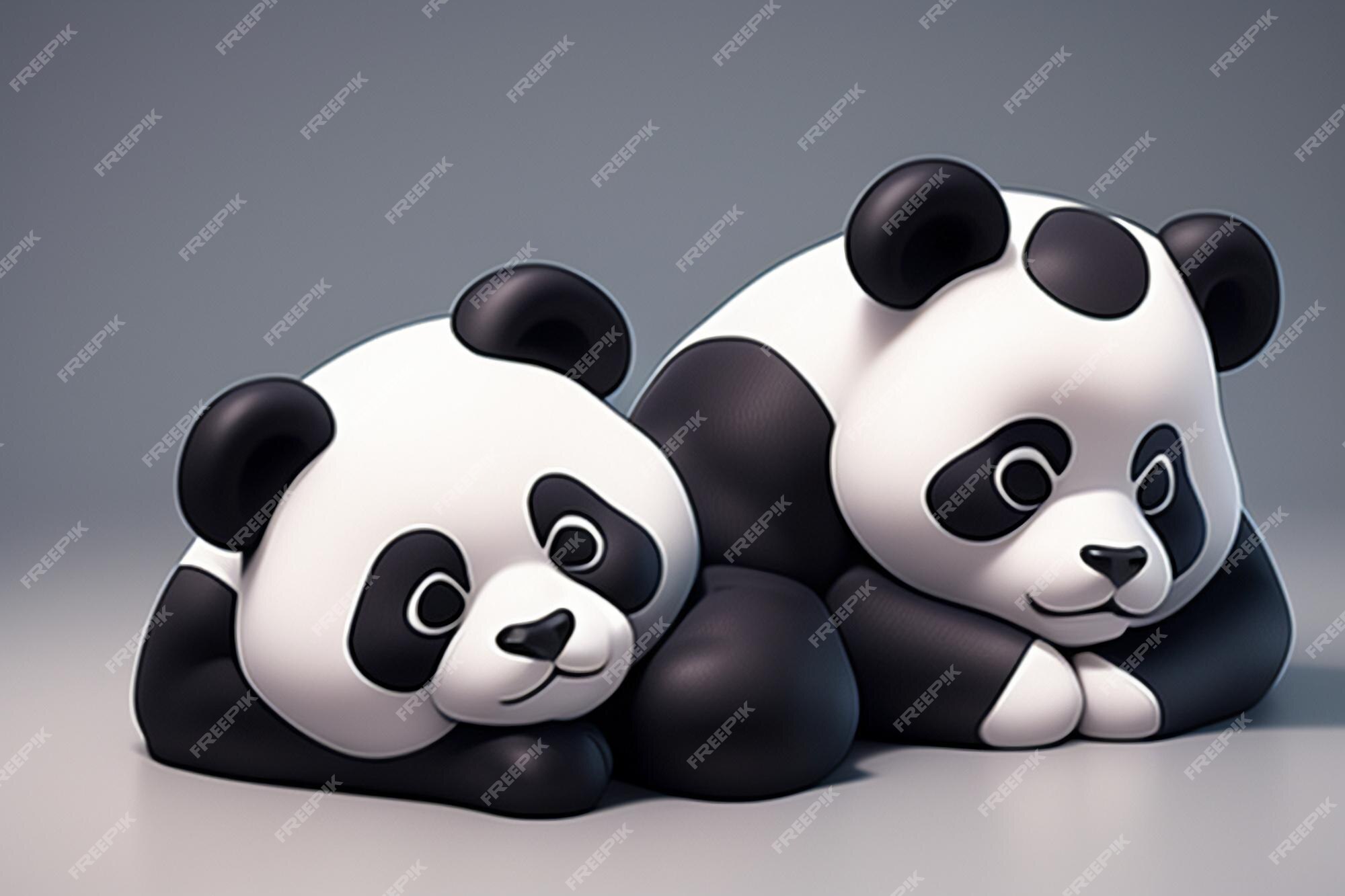 Ilustração de ícone de panda 3d dos desenhos animados c4d renderização  realista animal selvagem panda bonito chinês