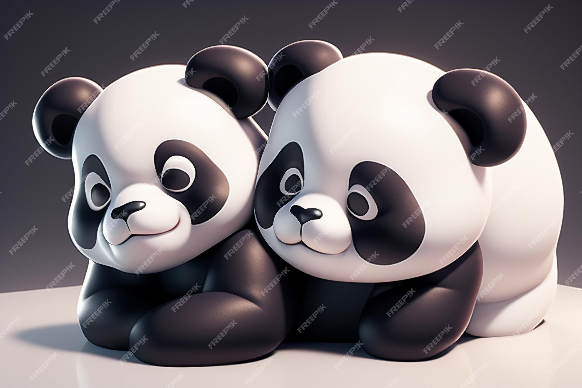 Ilustração de ícone de panda 3d dos desenhos animados c4d renderização  realista animal selvagem panda bonito chinês