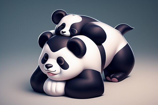 Ilustração de ícone de panda 3d dos desenhos animados c4d renderização  realista animal selvagem panda bonito chinês