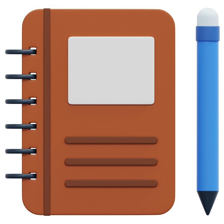 Foto ilustração de ícone de renderização 3d de caderno de desenho
