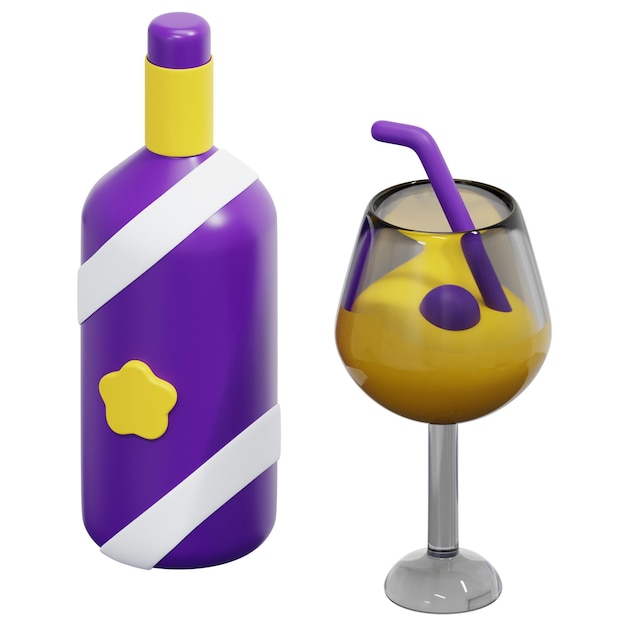 Foto ilustração de ícone de renderização 3d de vinho