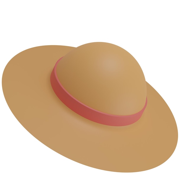 Ilustração de ícone isolado de chapéu de praia 3D Renderização