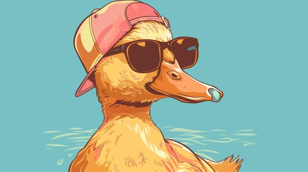 Ilustração de ícone vetorial de desenho animado de verão de pato legal