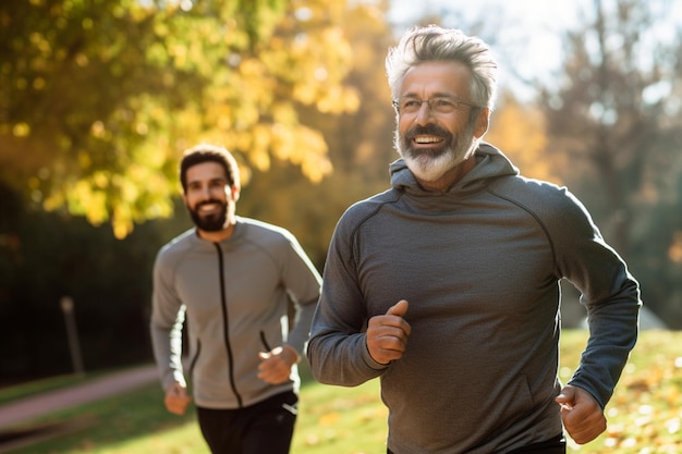 ilustração de idosos felizes fazendo exercício no parque durante o dia