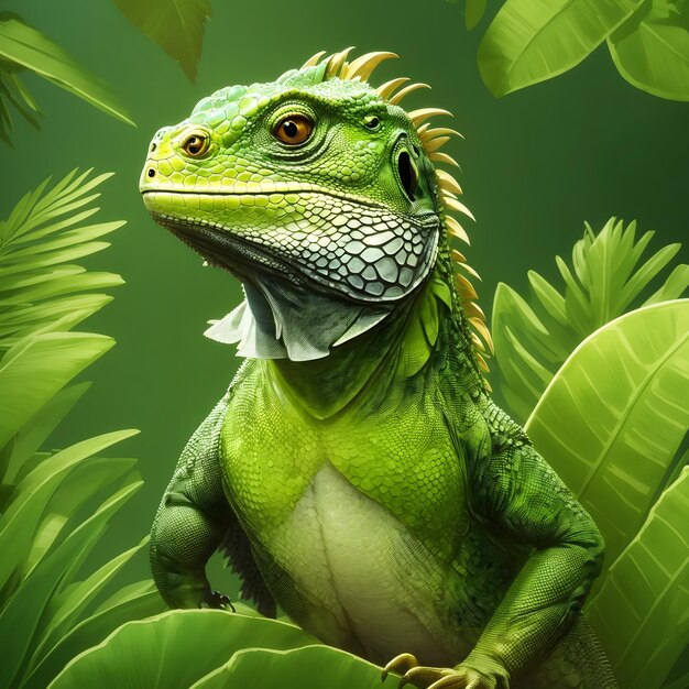 Ilustração de iguana AI Generative