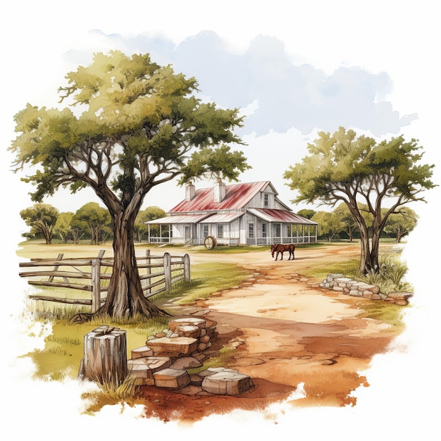 ilustração de ilustração de rancho no texas em fundo branco