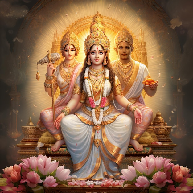 Foto ilustração de imagem da deusa hindu lakshmi deus venkateshwara