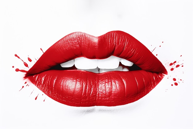 Ilustração de impressão de lábios vermelhos isolada em fundo branco