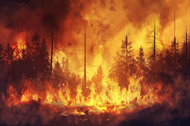 Ilustração de incêndio florestal