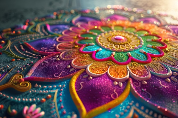 ilustração de indiano indiano areia mandala arte estilo bokeh fundo