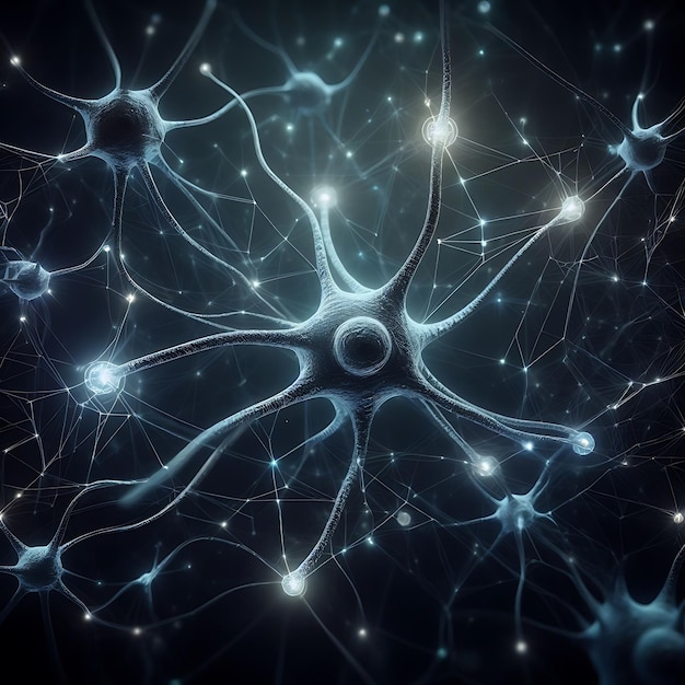 Ilustração de inteligência artificial demonstrando comunicação entre neurônios