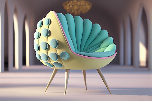 Ilustração de interiores de designer de poltrona de assento IA generativa