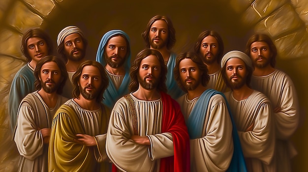 Foto ilustração de jesus cristo e seus apóstolos
