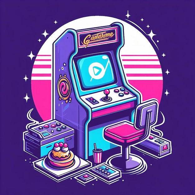 Ilustração de jogos de arcade retro