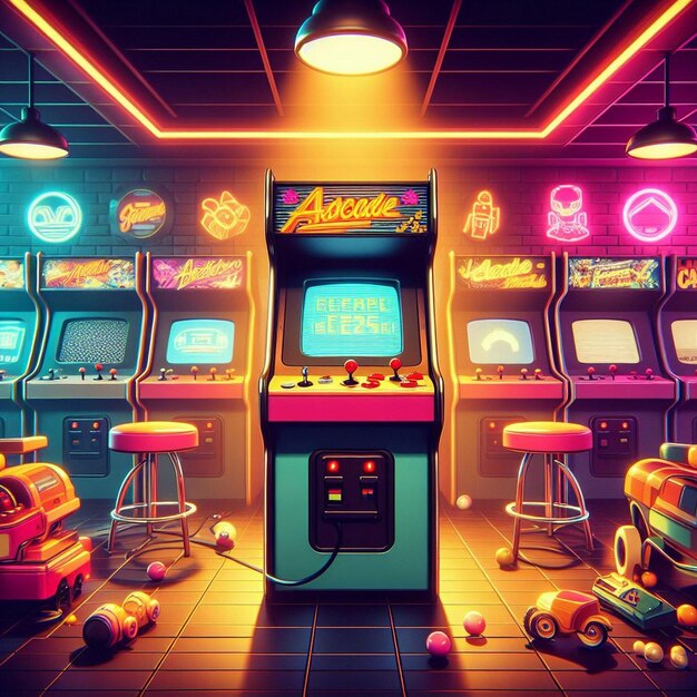 Ilustração de jogos de arcade retro