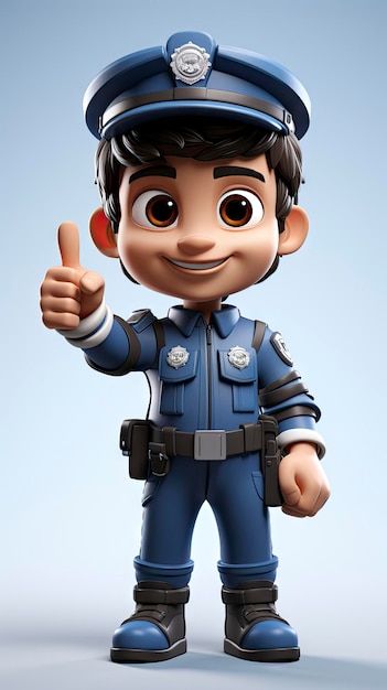 Foto ilustração de jovem policial animado do junior guardian