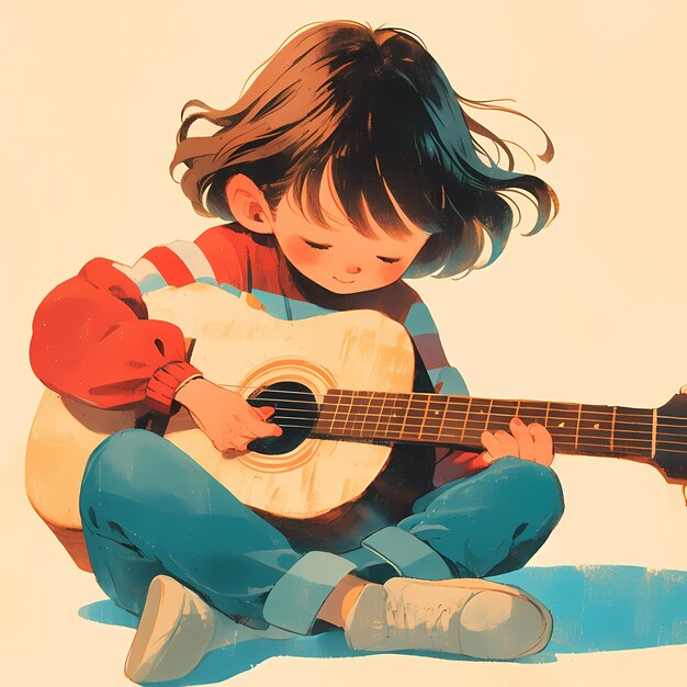 Ilustração de Joyful Kid Guitarist