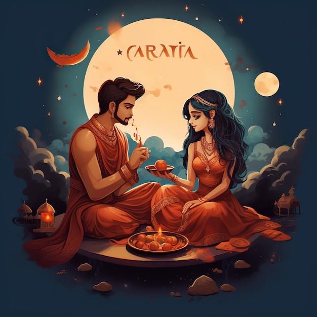 Foto ilustração de karva chauth puja