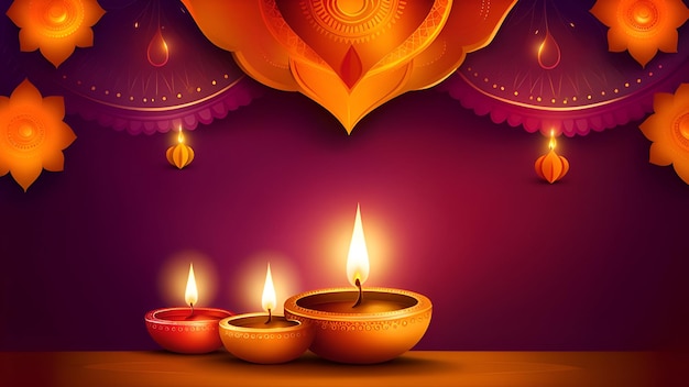 Ilustração de lâmpadas de óleo para o festival de Diwali