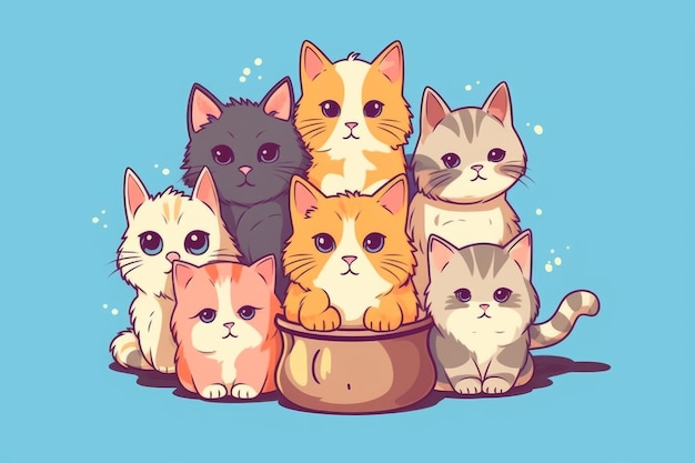 Ilustração de lindos gatos fofos para o dia internacional do gato ar 32 q 2 s 750