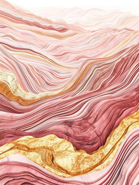 Ilustração de linhas onduladas em terra em estilo rosa claro e amarelo