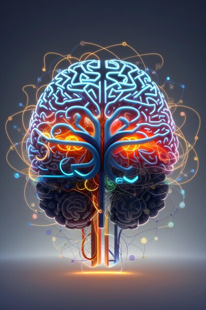 Ilustração de logotipo de arte vetorial cerebral colorida para saúde mental