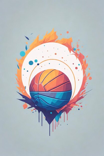 Ilustração de logotipo de arte vetorial de basquete minimalista