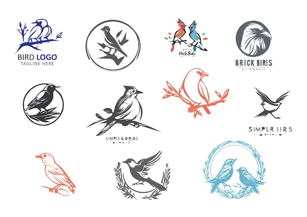 Ilustração de logotipo de pássaros voadores vetoriais estilo colorido expressão identidade para negócios