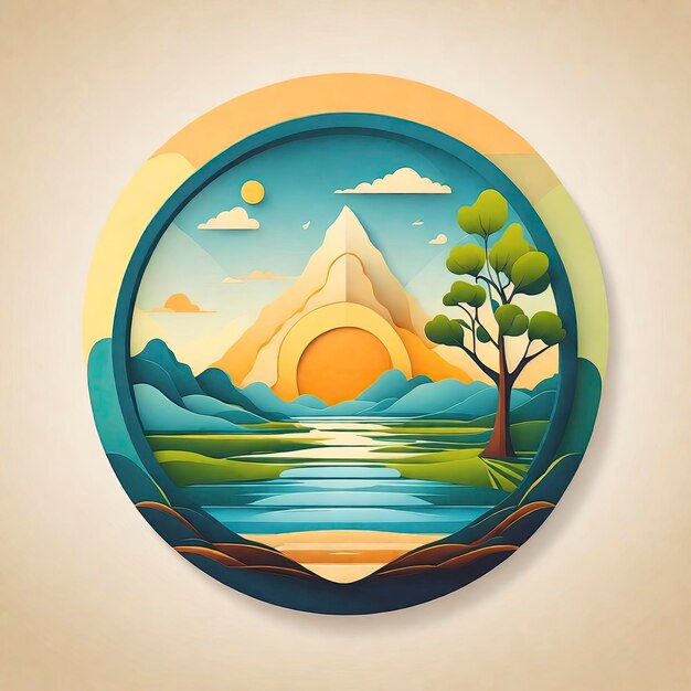 Ilustração de logotipo vetorial com tema natural atraente