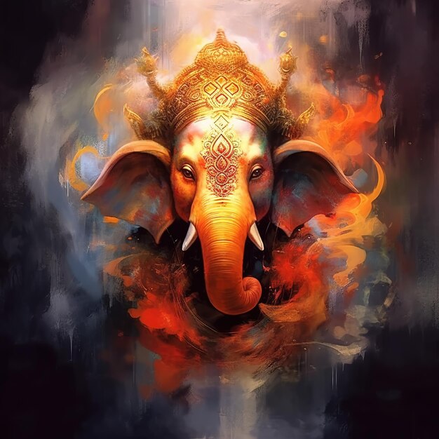 Ilustração de Lord Ganesha para Ganesh Chaturthi com fundo Ai Gerado