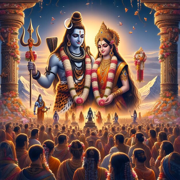 Foto ilustração de lord shiv parvati