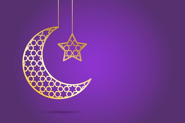 Ilustração de lua e estrela de Ramadam Kareem